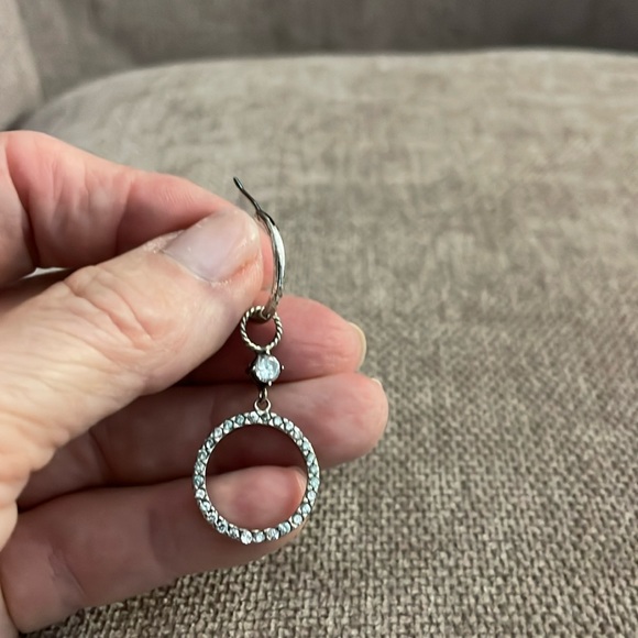 Silver hoop earrings with Crystal and Turquoise Earring Charms. - Picture 6 of 6